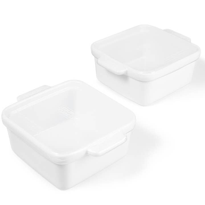 Souper Cubes – wholesale Bakningsfat – Keramisk ugnsform 5" fyrkantig med silikonlock, 2-pack