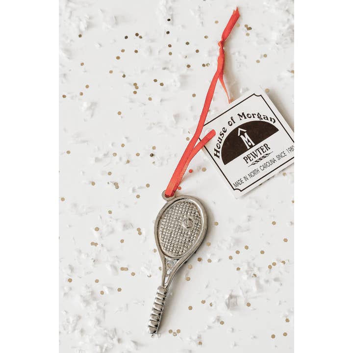House of Morgan Pewter - Wholesale Ornament - Handmade Sports Athlete Christmas Ornament - Tennis Racket2