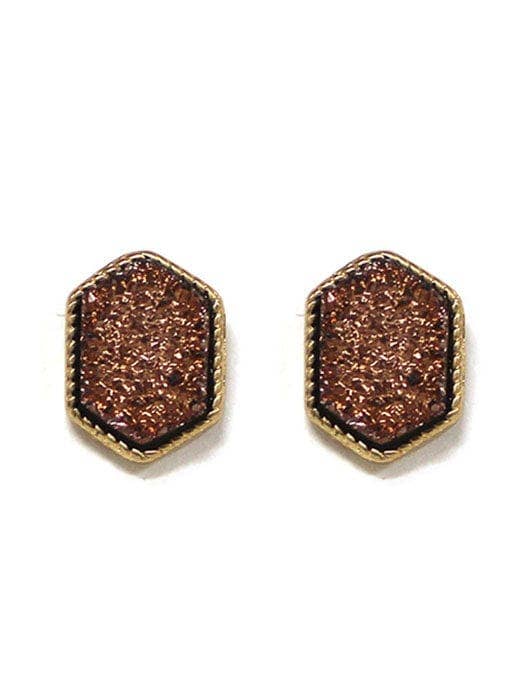 MiMi Wholesale - Wholesale Stud/Post Earrings - VE2334 Peggy Druzy Hexagon Post Earrings2