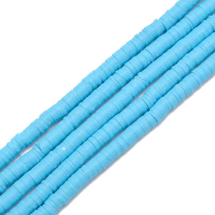 CRCBEADS - Wholesale Beads - Light Blue Polymer Clay Heishi Rondelle Discs African Tribal Beads 1x4 1x6mm 15.5"Strand