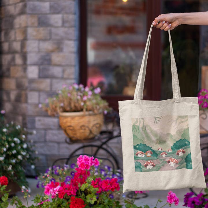 Laney's Castle - Wholesale Tote Bag - Unisex - Mushroom Party Canvas Tote Bag – Cottagecore Fall Design3