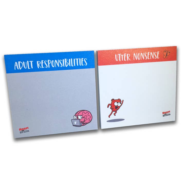 Set de notas adhesivas con forma de corazón y cerebro para venta al por mayor de The Awkward Yeti