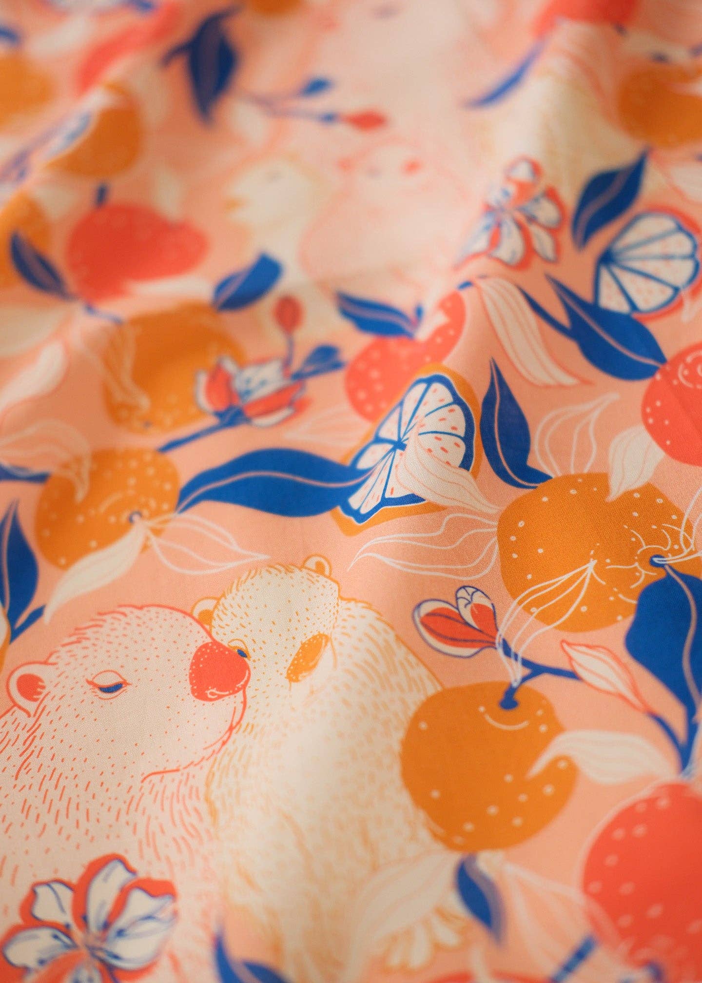 sol&mar art co. - Wholesale Bandana - Women's - Capybara Yuzu Art Bandana Scarf (Pink-Orange)9