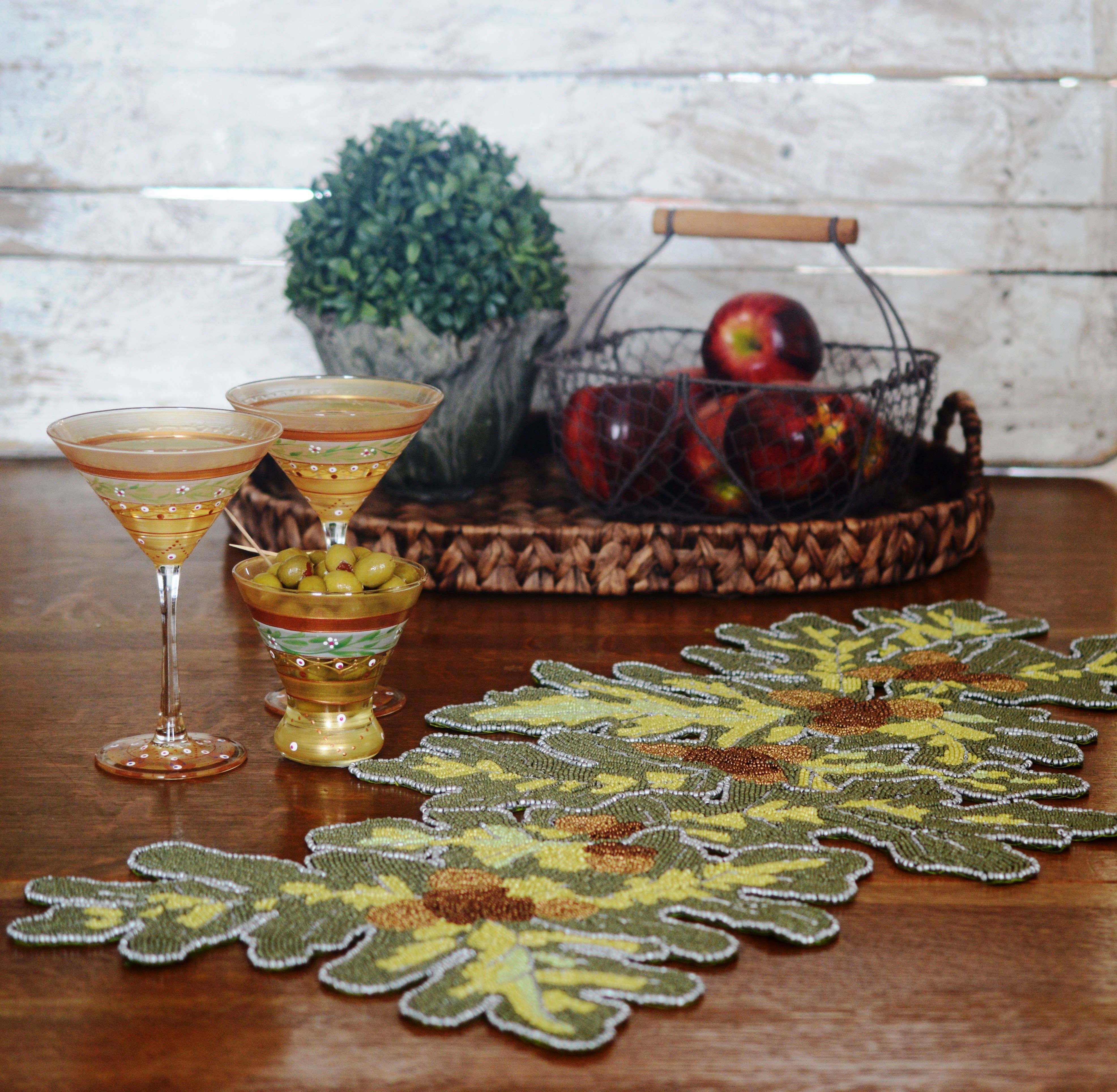 Golden Hill Studio - Wholesale Table Runner - Acorn Beaded Table Runner1