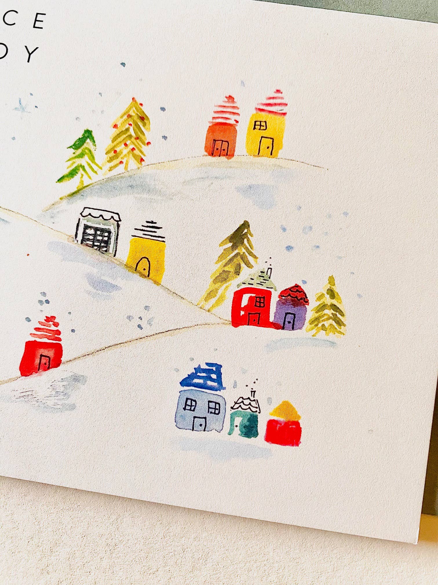 Sweet Julie Marie – Engroshandel Julekort – Fred og glæde Farverige huse Æske med 6 notekort1