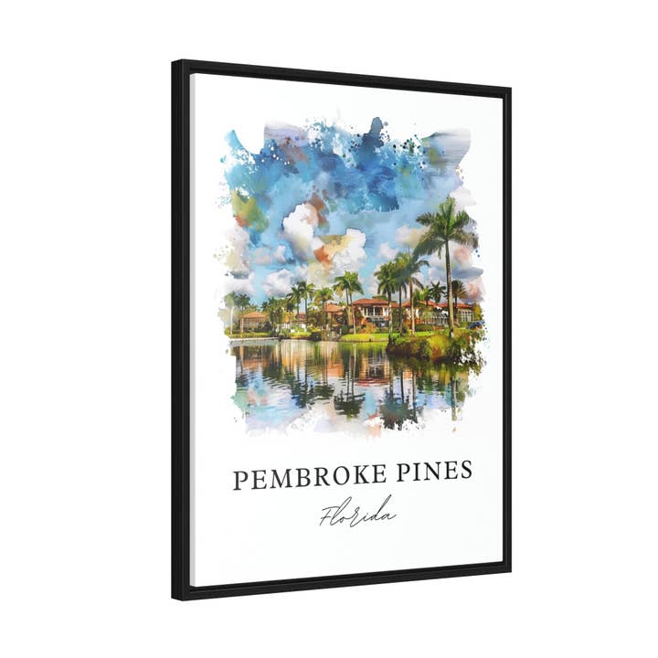 Premium Travel Art - Wholesale Art Print - Pembroke Pines Art, Pembroke Pines Print, Pembroke Pines FL Watercolor, Pembroke Pines Gift,5