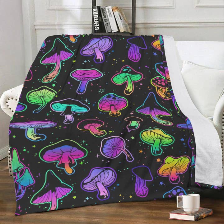 Groovy Mushroom Blanket Fleece for wholesale by Design and Country