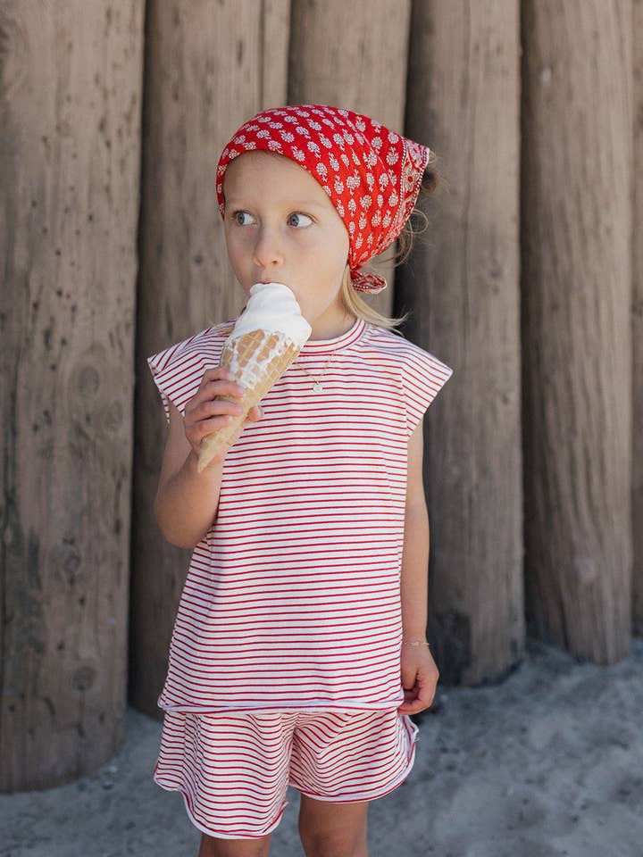 Winnie + Crew - Wholesale Top & Short Set - Baby - Remy Set in Red Stripe