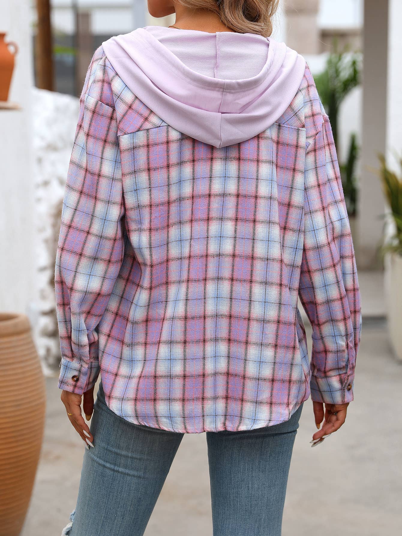 Lily Clothing - Wholesale Button Down Shirt - Women's - CASUAL FASHION OVERSIZE PLAID SHIRT3