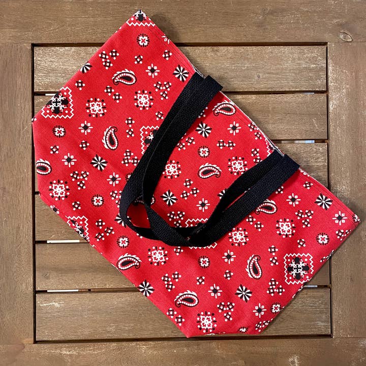 CaSo Creative Designs - Wholesale Tote Bag - Women's - Foldable Canvas Tote Bag - Red Bandana