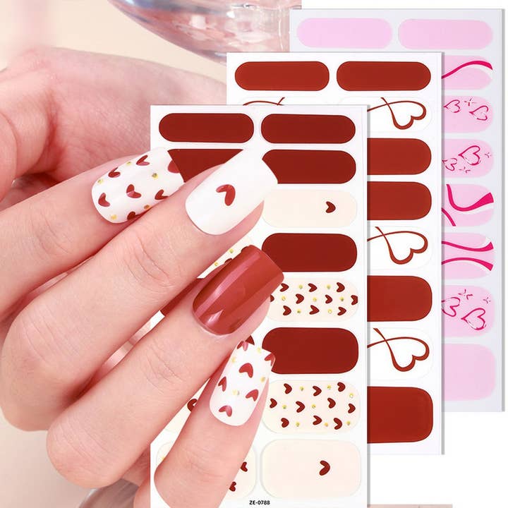 Valentine Pink Heart Lip Nail Stickers_CWMM11217 for wholesale by ACCITY