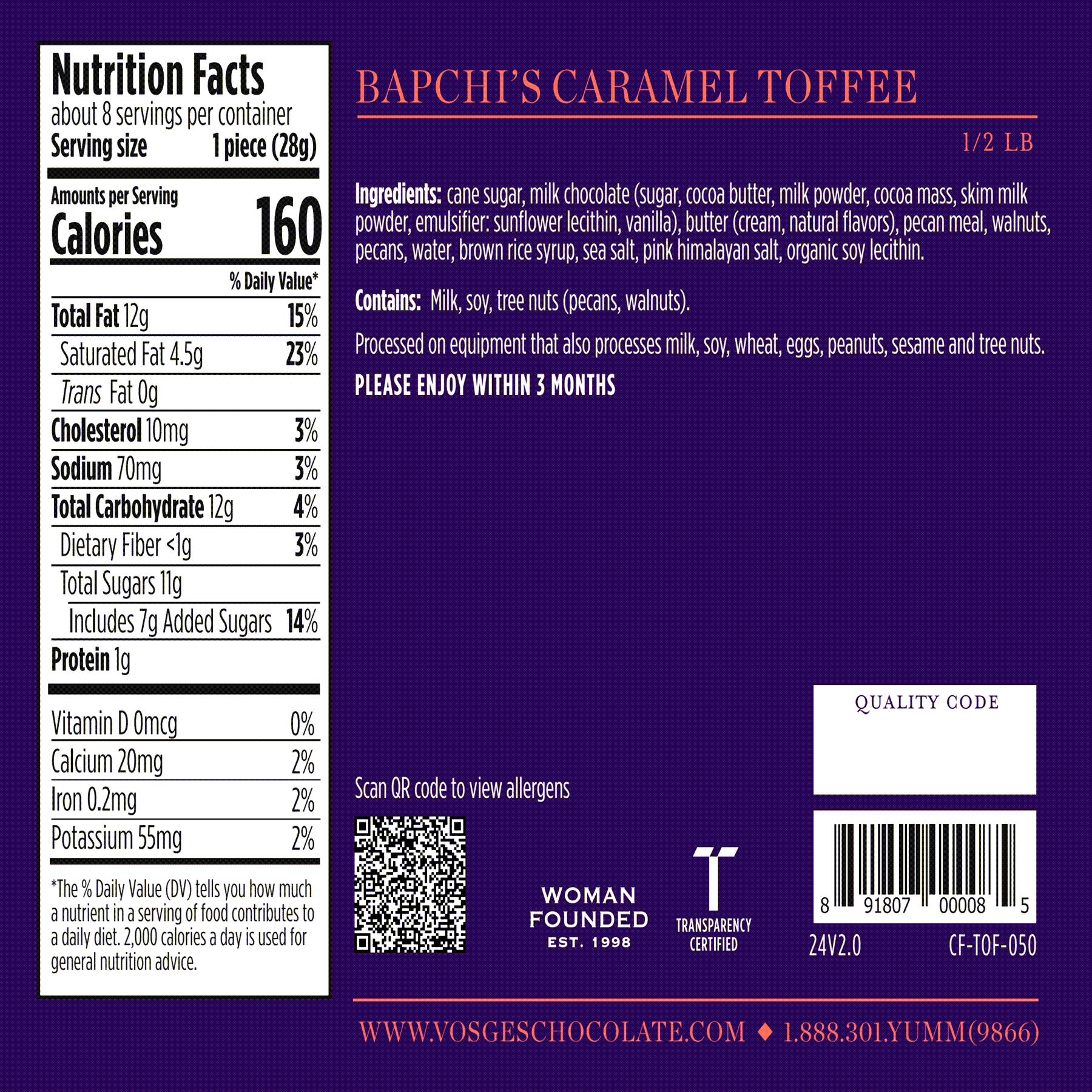 Vosges Haut-Chocolat - Wholesale Chocolate Box - Bapchi's Caramel Toffee Chocolate Box - Gourmet, Small Batch3