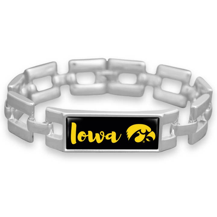 Iowa Hawkeyes Square Link Script Bracelet for wholesale by From The Heart