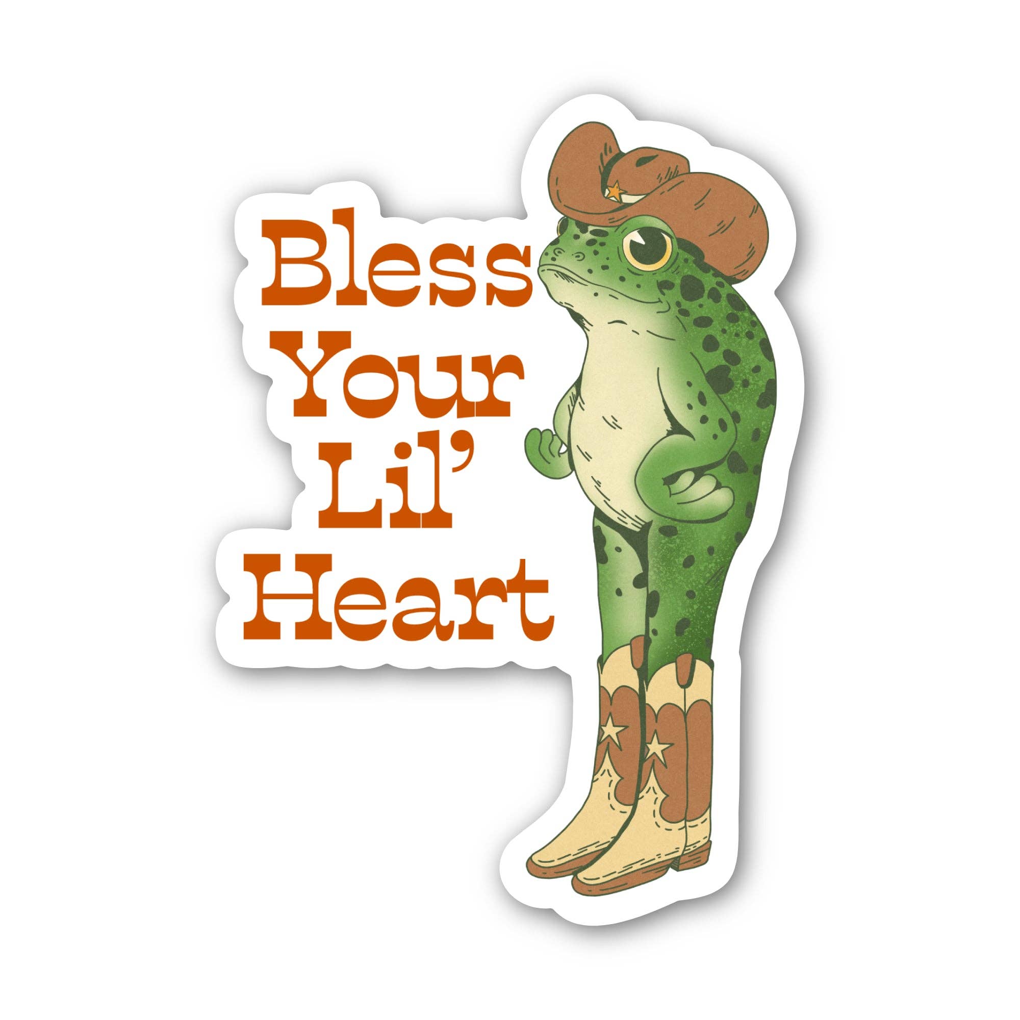 Big Moods - Wholesale Sticker - Bless Your Lil' Heart Southern Cowboy Frog Sticker1