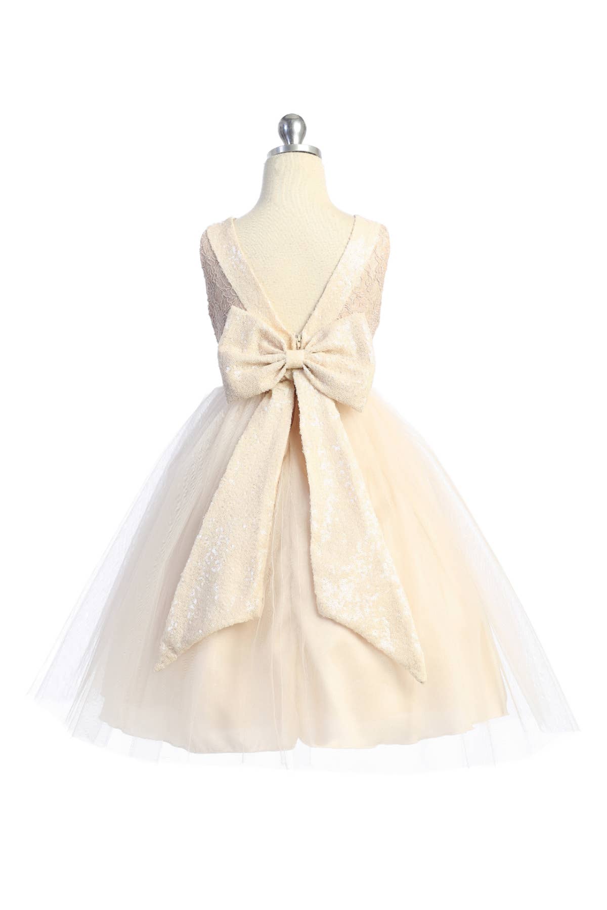 Kid's Dream - Vente Robe – enfant - Robe Fille Sans Manches en Dentelle à Paillettes avec Dos en V & Nœud1