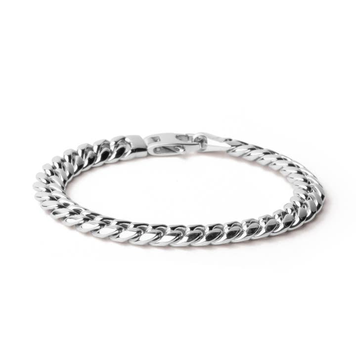 Bracelet à maillons cubains - 7 mm en argent pour la vente par Podium