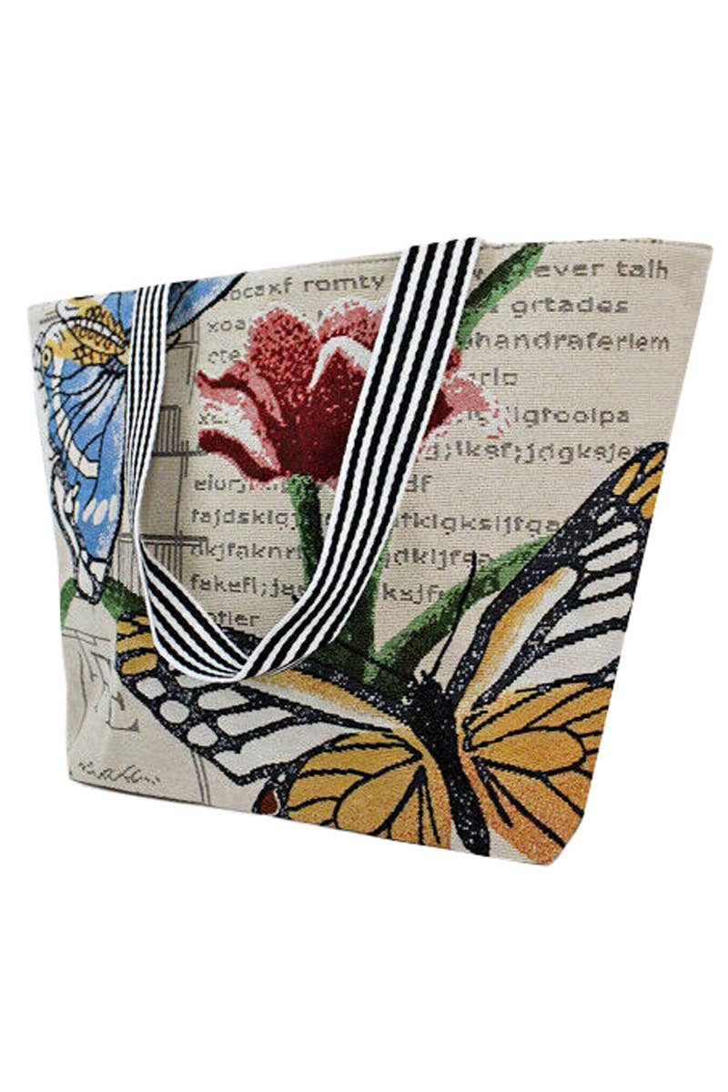 Cap Zone - Wholesale Draagtas - Dames - Canvas draagtas met vlinderwandtapijtprint6