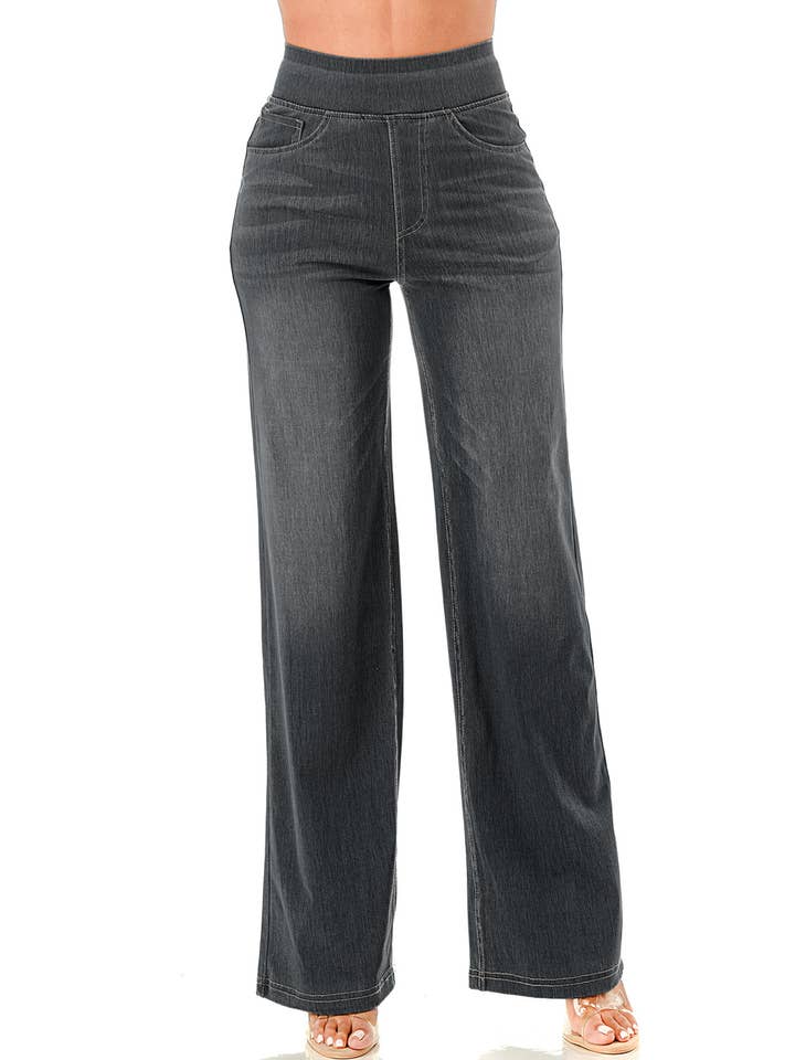 Color 5 - Wholesale Jeans - Women's - Ultra soft light weight flare baggy jeans with elastic waist5
