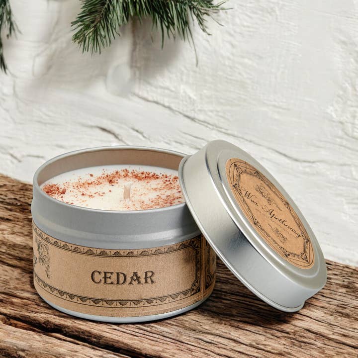 Wax Apothecary - Wholesale Travel Candles - Cedar Botanical Travel Tin Candle 4oz
