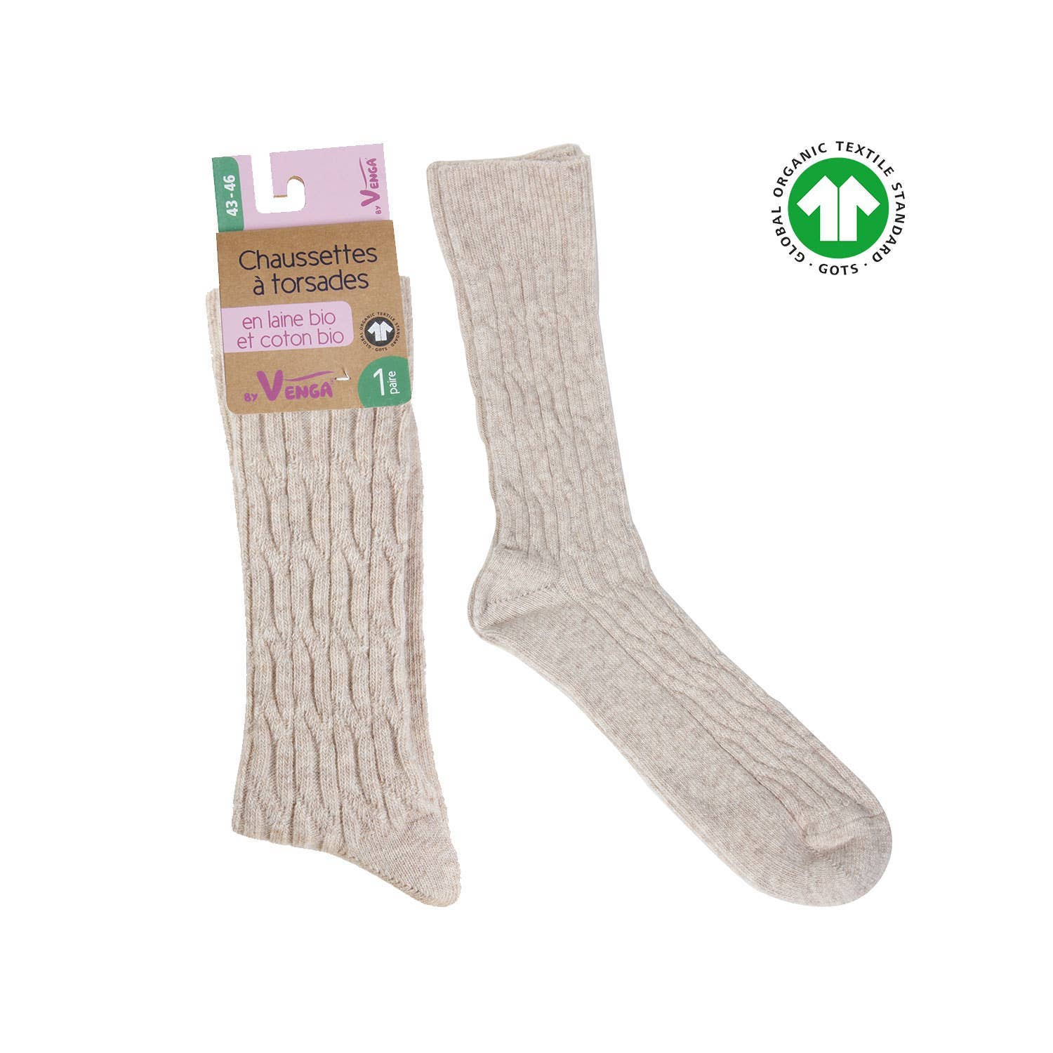 Ecodis - Grand Beau - Wholesale Socks - Unisex - Pair of twisted socks in organic wool and cotton4