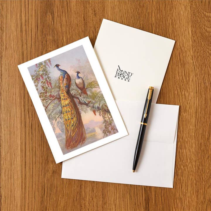 Found Image Press - Wholesale Stationery/Notecard Set - Greeting Card BD-297 Peacocks in Trees1