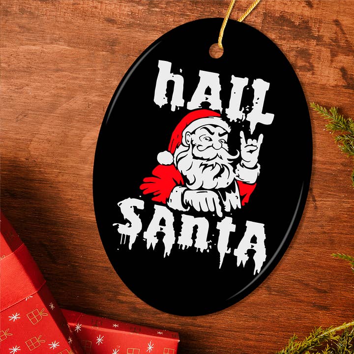 OrnamentallyYou - Venta al por mayor Adornos - Adorno navideño Hail Santa Heavy Metal, Emo Goth Rockstar