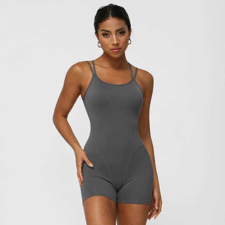 Sodalemon – wholesale Jumpsuit – Women's – Women Yoga Sleeveless Criss Cross Back Sport Jumpsuit4