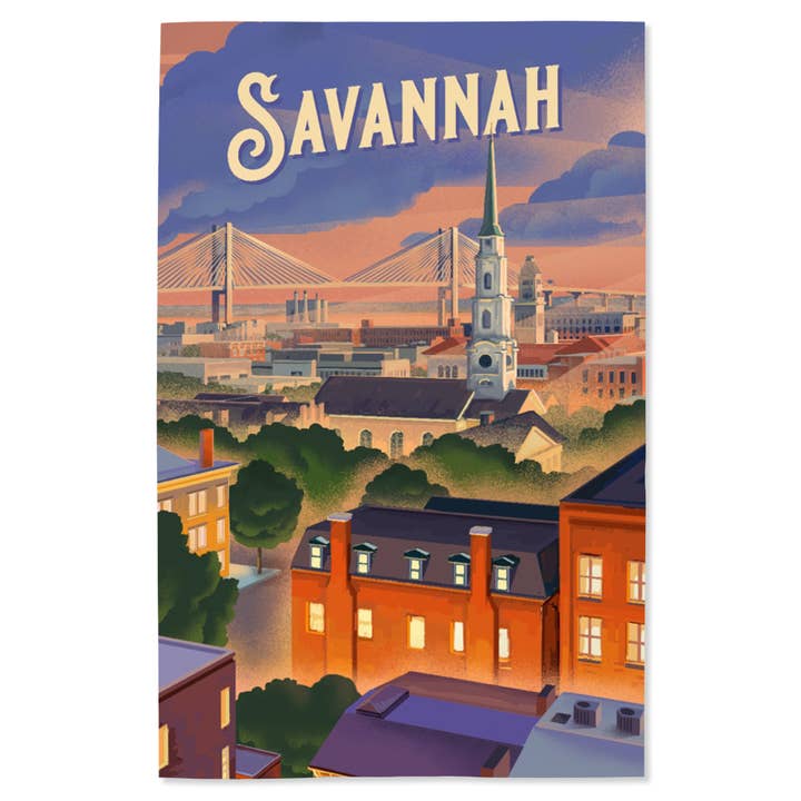 GICLEE PRINT Savannah, Georgia, Skyline, Lithograph for wholesale by Lantern Press