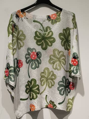 LOOWIE - Wholesale Pullover-trui - Dames - COLB Lady Bug V-hals Gebreide Bedrukte Trui LOOWIE0