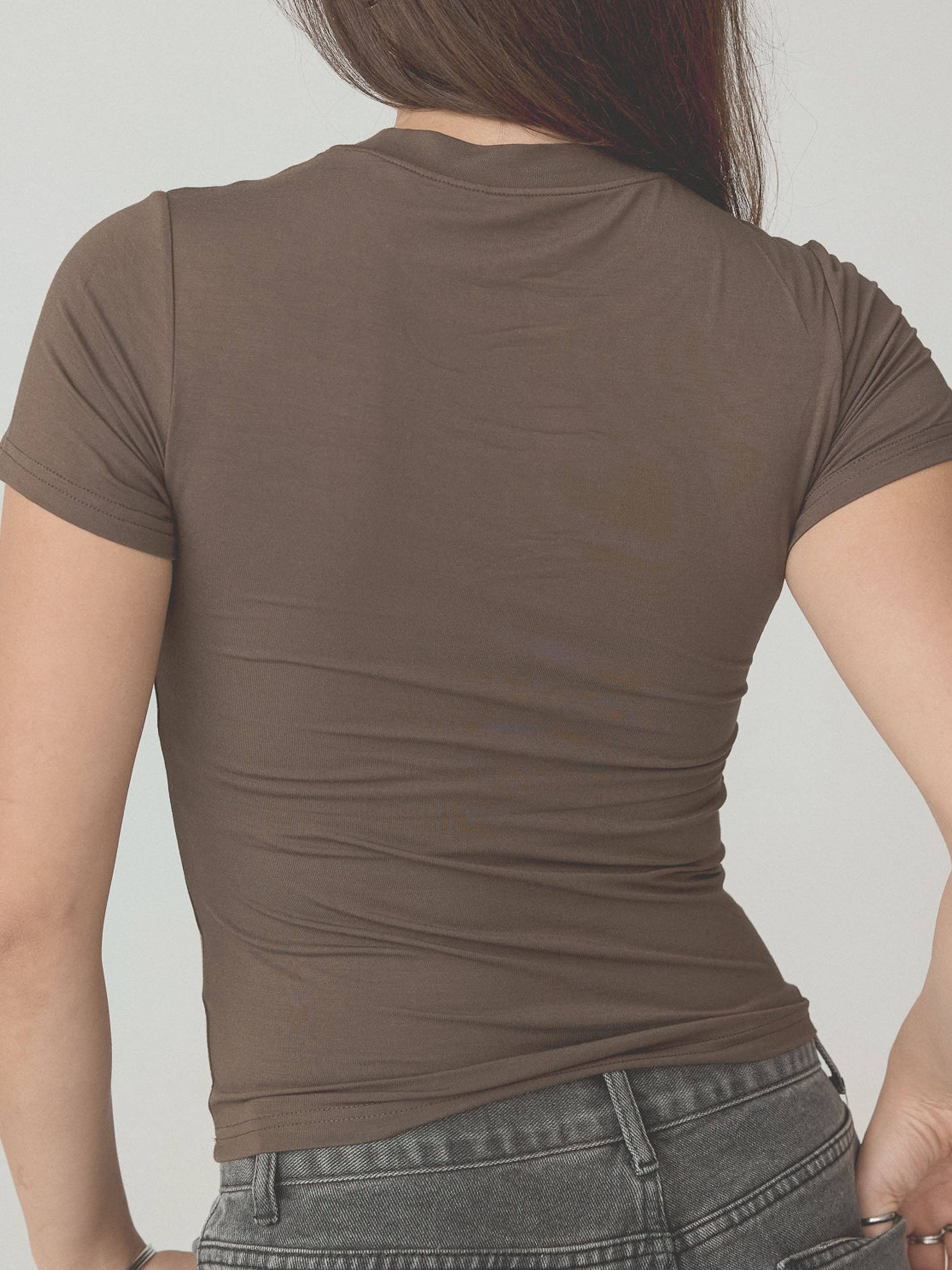 Klassy - Wholesale T-Shirt - Women's - Solid Crew Neck Braless T-Shirt7