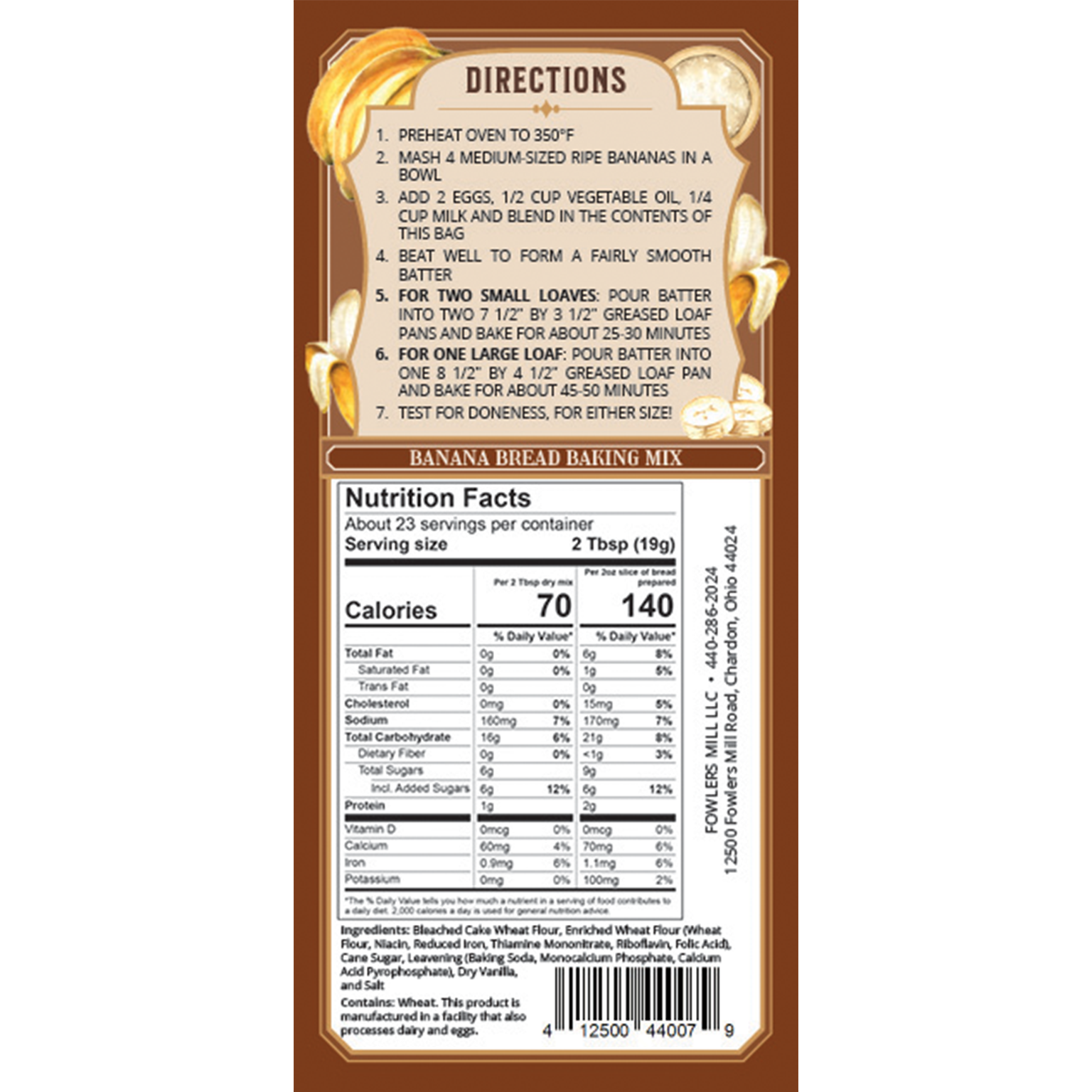 Fowler's Mill - Wholesale Bread Mix - Banana Bread Mix1