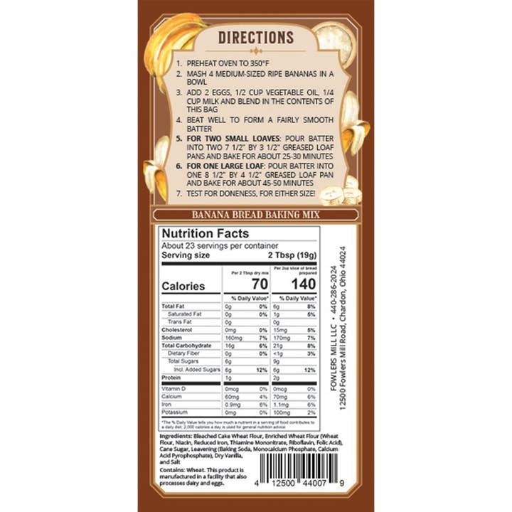 Fowler's Mill - Wholesale Bread Mix - Banana Bread Mix1