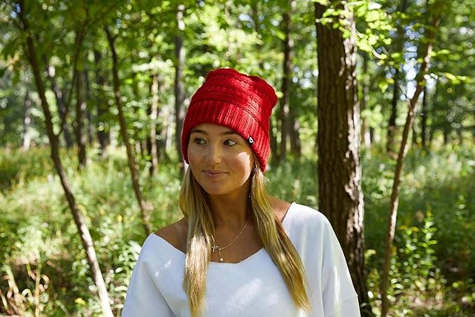Funky Junque - Wholesale Beanie - Women's - FJ Satin Lined Solid Ribbed Beanie - Red4
