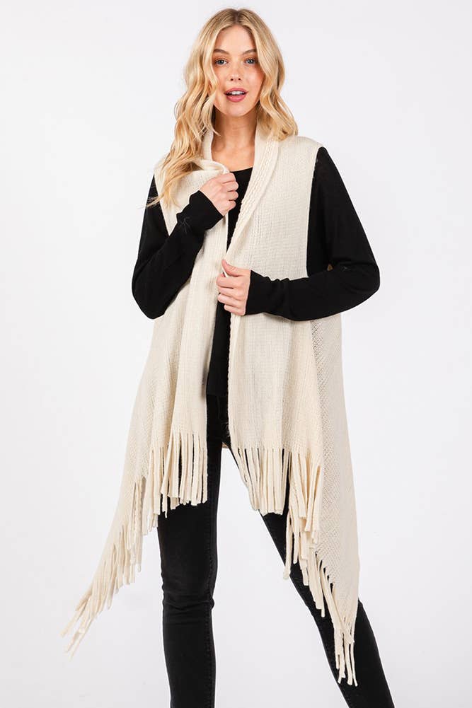 Hana - Vente Veste sans manches – femme - Gilet d'hiver en tricot à pompons à pois gaufrés21