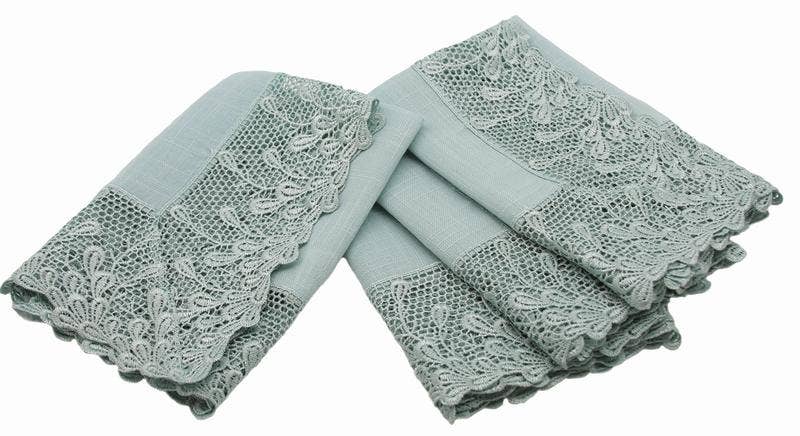 Xia Home Fashions & Manor Luxe – wholesale Dinner & cloth napkin – 20" x 20" Garden Trellece Lace Trim Napkins - Set of 42