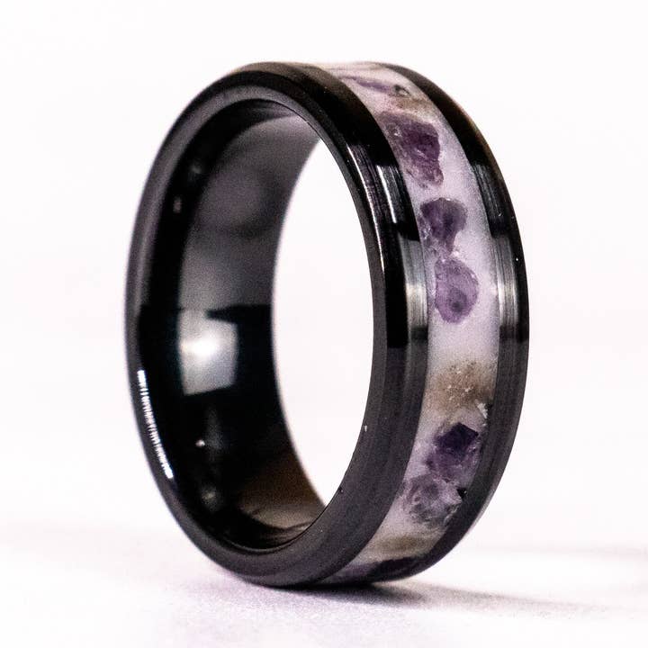 Amethyst - 8mm Black Ceramic Ring for wholesale by Natural Evolution Design