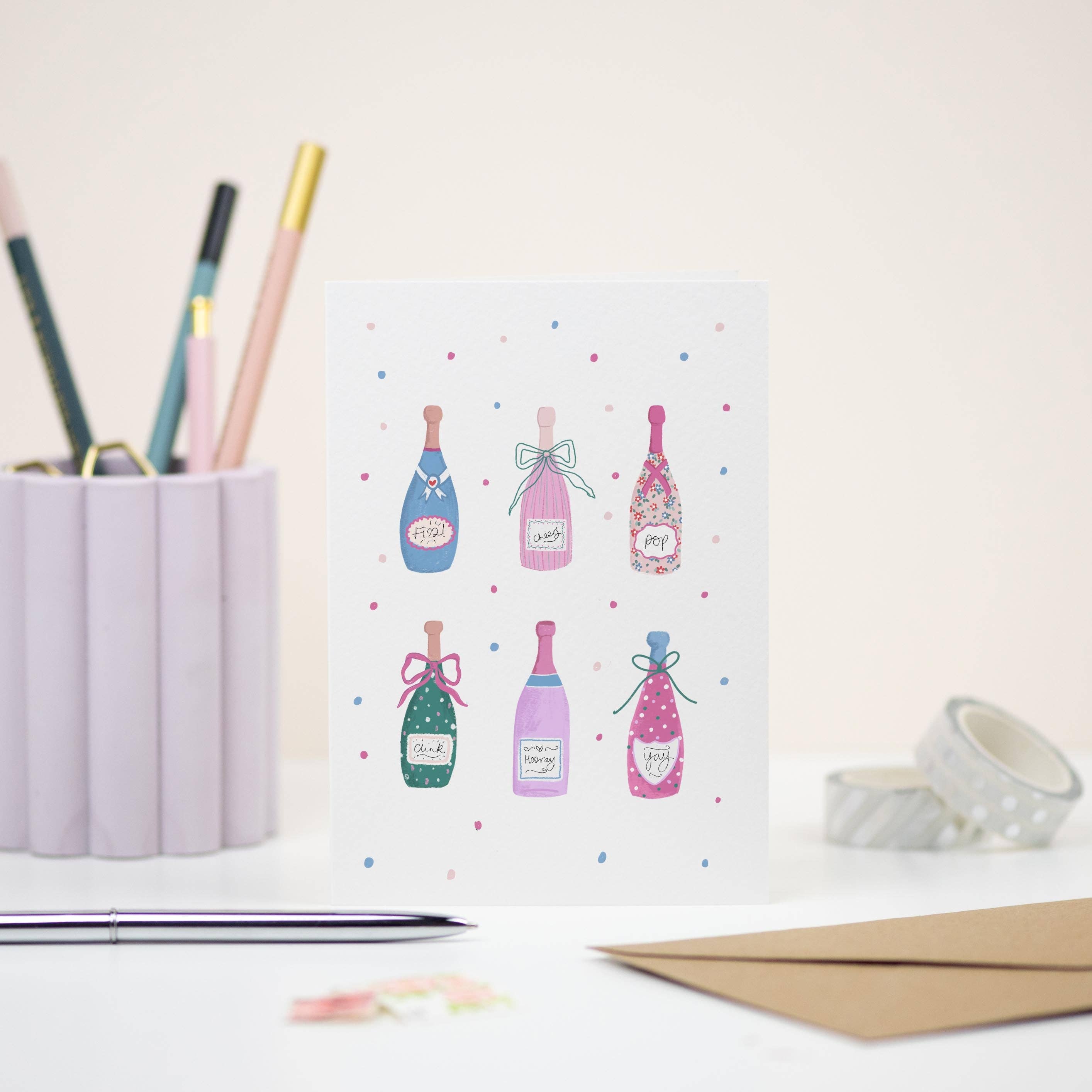 Elizabeth Mugridge – wholesale Everyday greeting card – Wine Bottles Card1