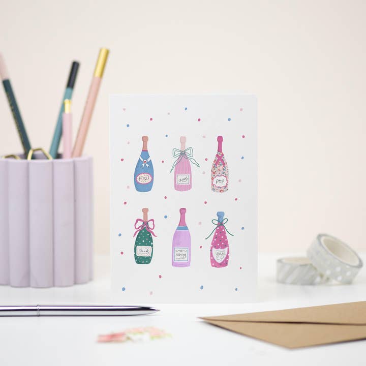 Elizabeth Mugridge – wholesale Everyday greeting card – Wine Bottles Card1