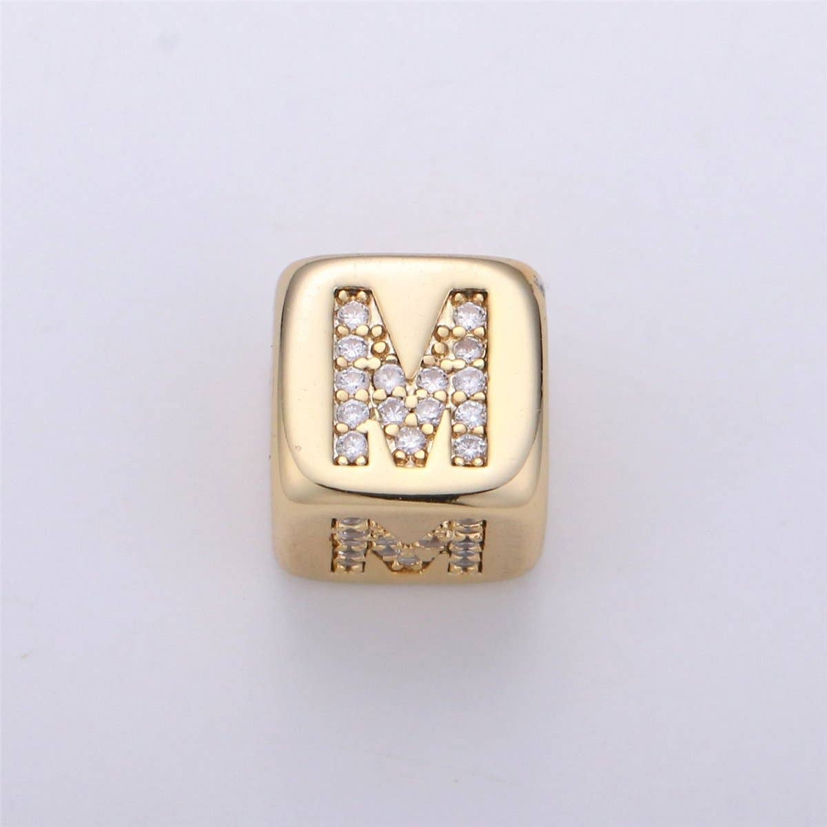 Aim Eternal - Wholesale Individual Charm/Pendant - 9x9mm Gold Initial Letter Beads, Alphabet Beads, Initial Beads, Alphabet Blocks Micro Pave Initial Block Charm for Bracelet Necklace Supply12