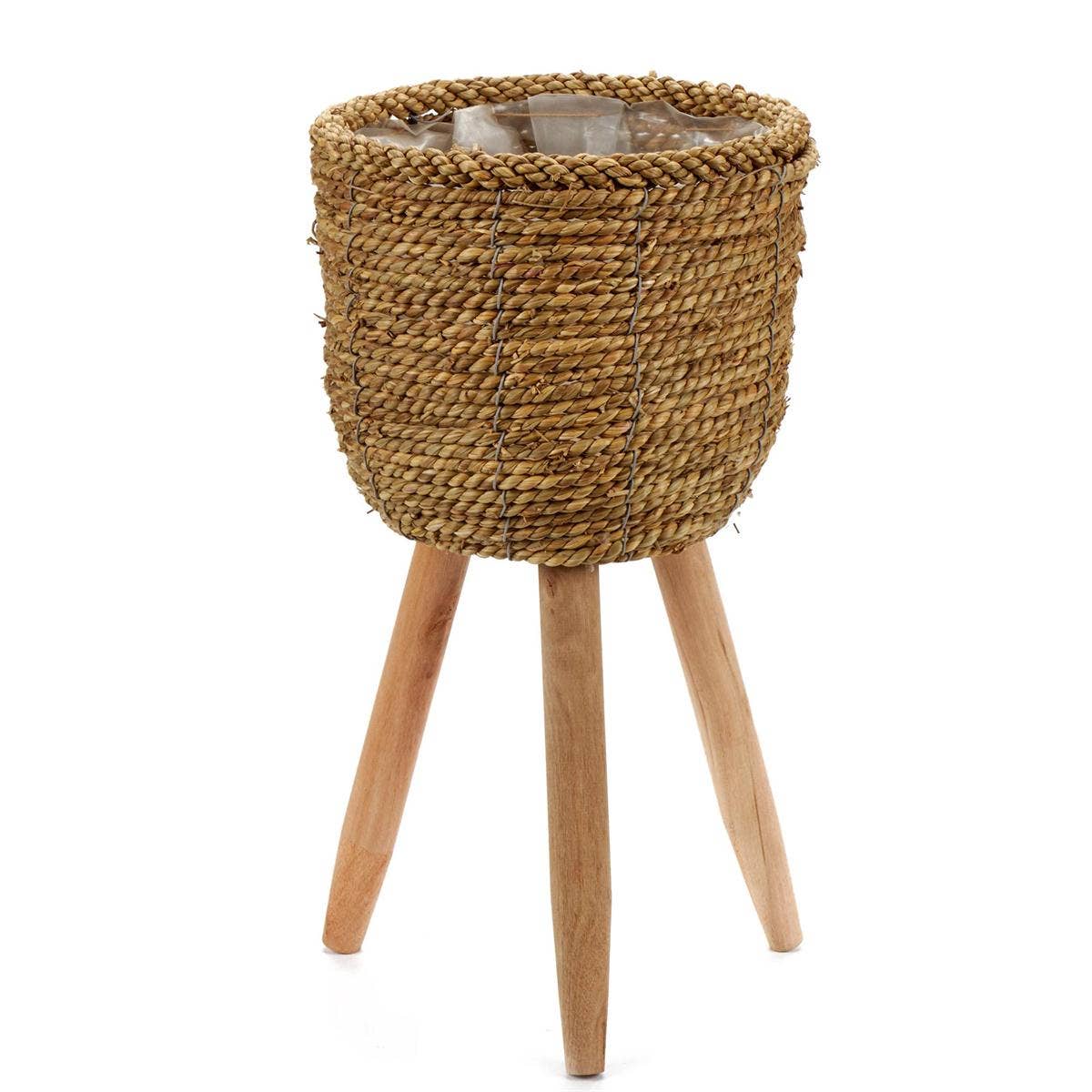 Truu Design - Wholesale Plant Pot - Truu Design Elegant Seagrass Basket Planters with Wood Legs2