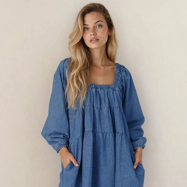 Joplin Side Pockets Loose Fit Denim Mini Dress and other Purchase Wholesale josselyn. Free Returns & Net 60 Terms on Faire trending on Faire.