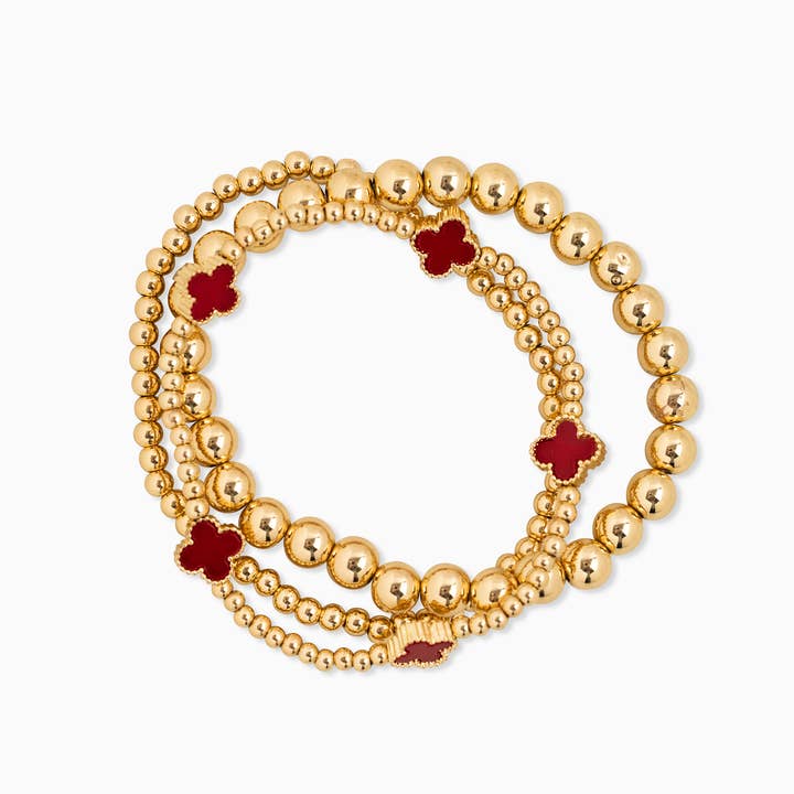 Sessori - Wholesale Jewelry Set - MOP Clover Stretch Beaded Bracelets, Set of 31