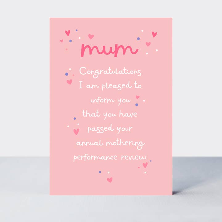 Petimo – wholesale Everyday greeting card – Annual Mothering Review Pink Funny Mother's Day Card