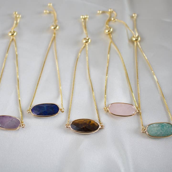 TISH jewelry - Wholesale Charm/Dangle Bracelet - Jules // Gold Adjustable Crystal Bracelet12