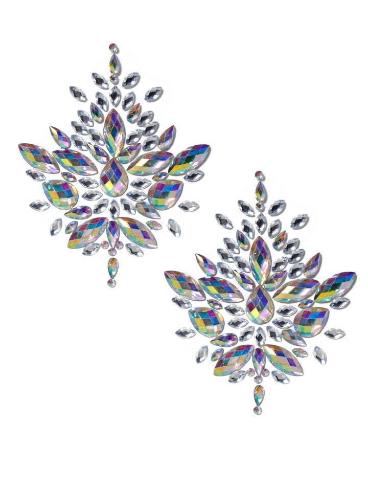 Cache-tétons en gemme givrée Couture pour festival rave et danse pour la vente par Midnight Ballerina