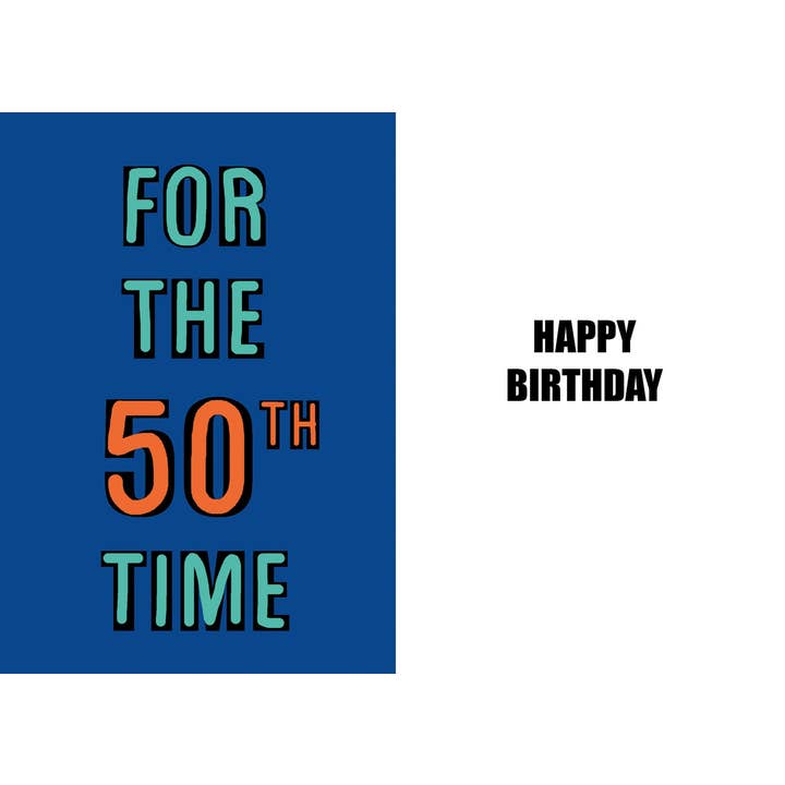 Sjovt 50-års fødselsdagskort med vittig humor for engroshandel hos Duggoons Greeting Cards