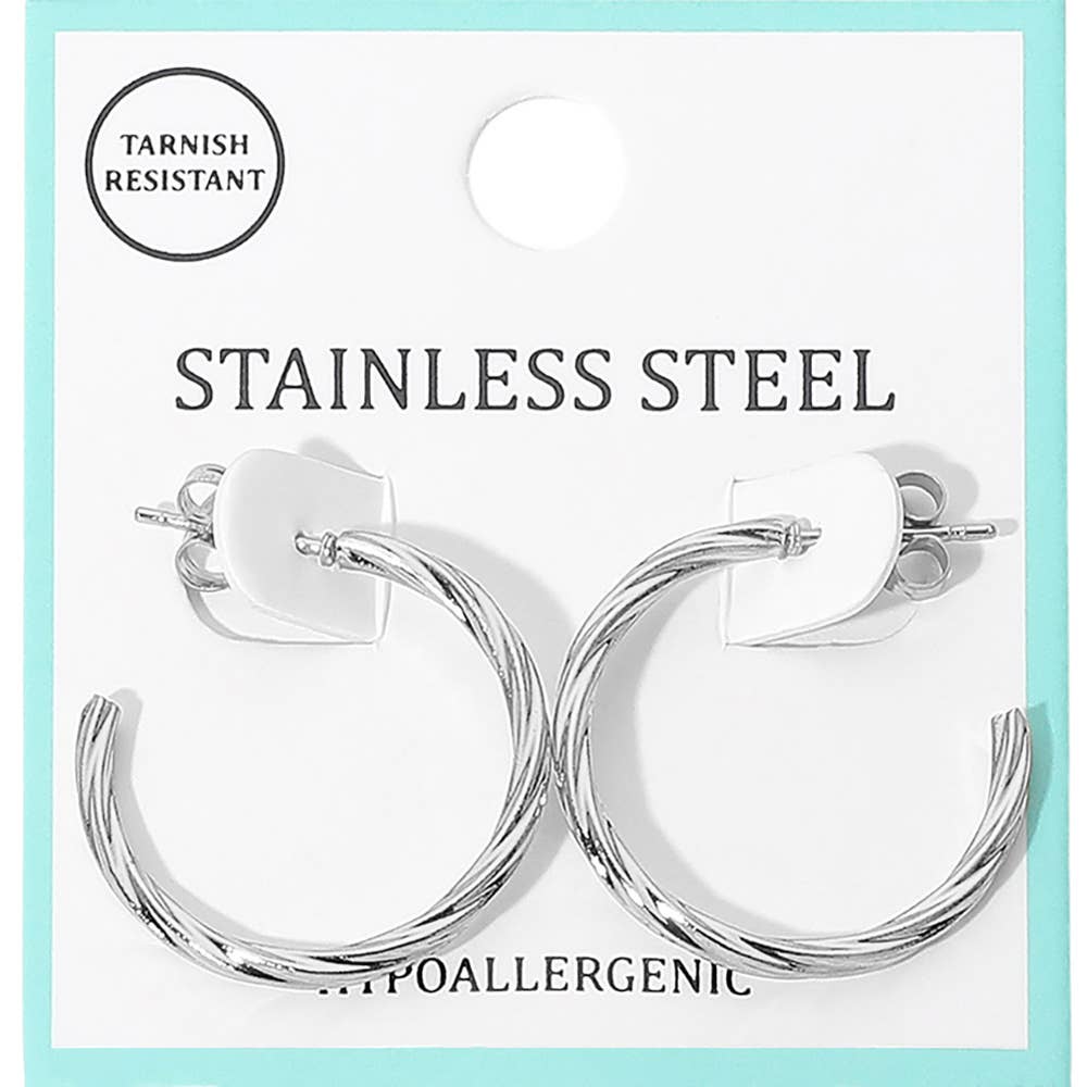 Sensibling Corp. - Wholesale Hoop Earrings - Twisted Stainless Steel Hoop Earrings
2