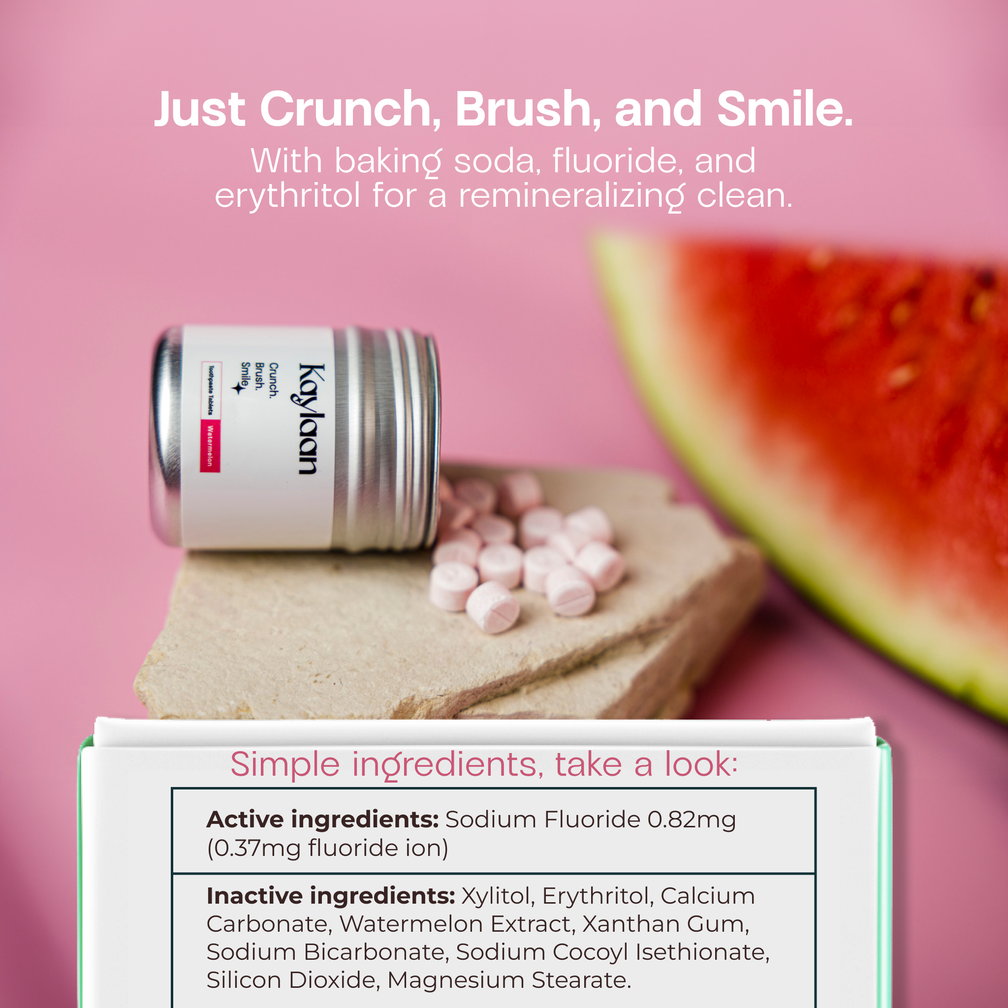 Kaylaan Toothpaste and Mouthwash Tablets - Wholesale Toothpaste - Kaylaan Watermelon Toothpaste Tablets – With Fluoride, Bulk 1