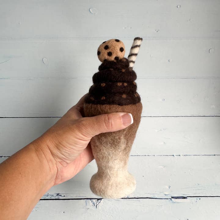 Sewing Seeds Play - Wholesale Decorative Tabletop Object - Felt Chocolate Chip Cookie Milkshake 2