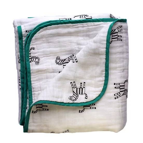 Bear's Little Fish – wholesale Filtar – Barn och baby – Växa med mig bambu Muslin filt (4 lager) - Zebra
